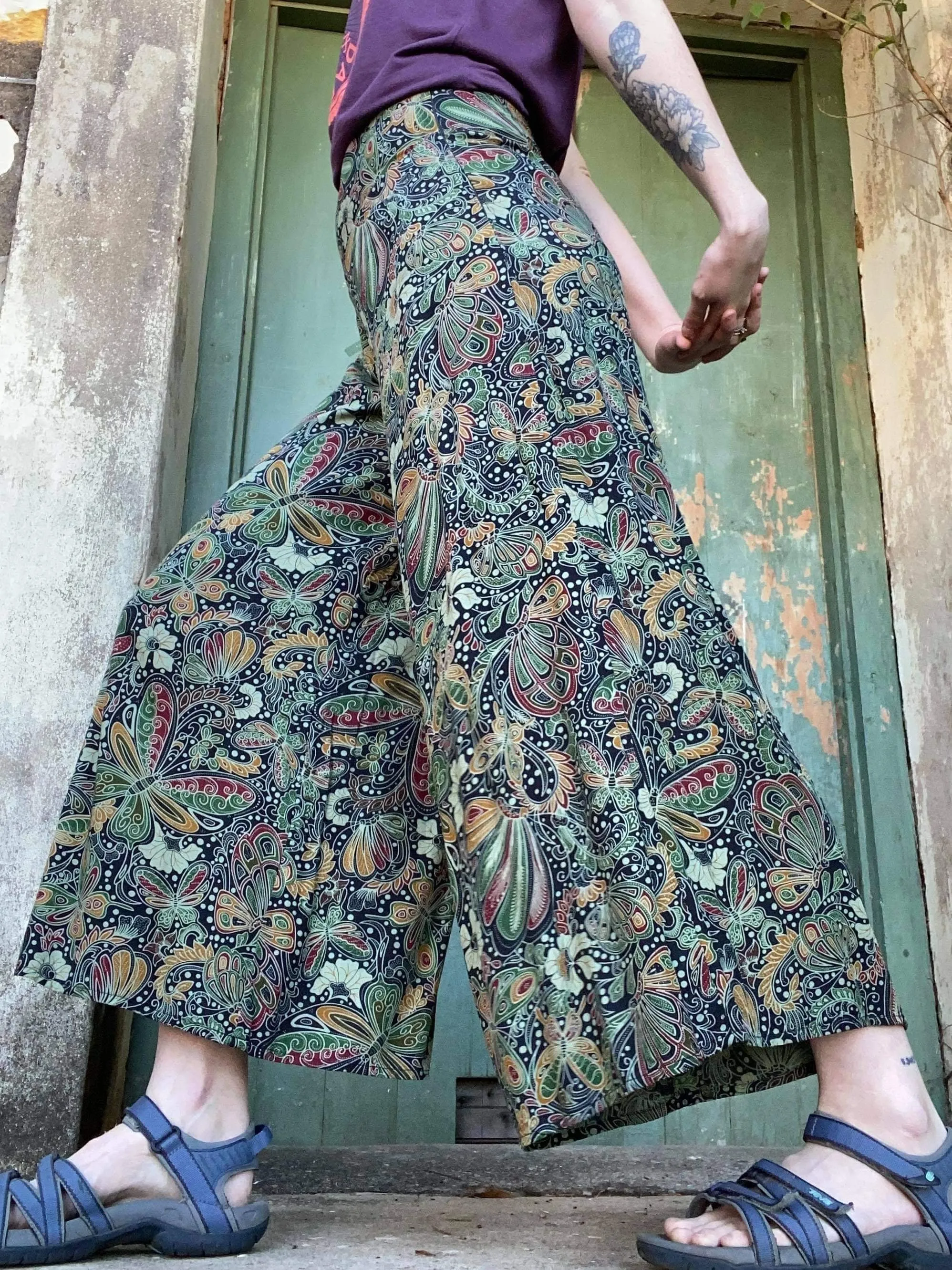 20% OFF Classic Culottes 2 Lengths in Greenwash Butterflies