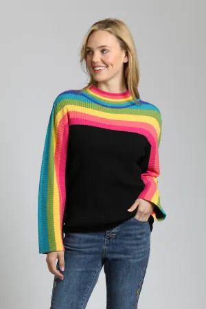 APNY Rainbow Stripe Funnel Neck Sweater