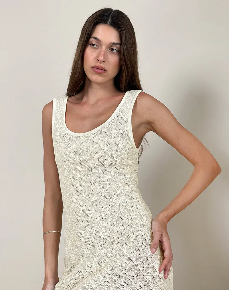 Ashtin Midi Dress in Pointelle Ivory