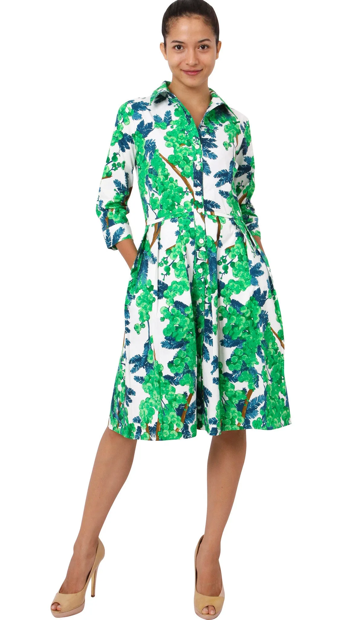 Audrey Dress Shirt Collar 3/4 Sleeve Regular Cotton Stretch (Mimosa)