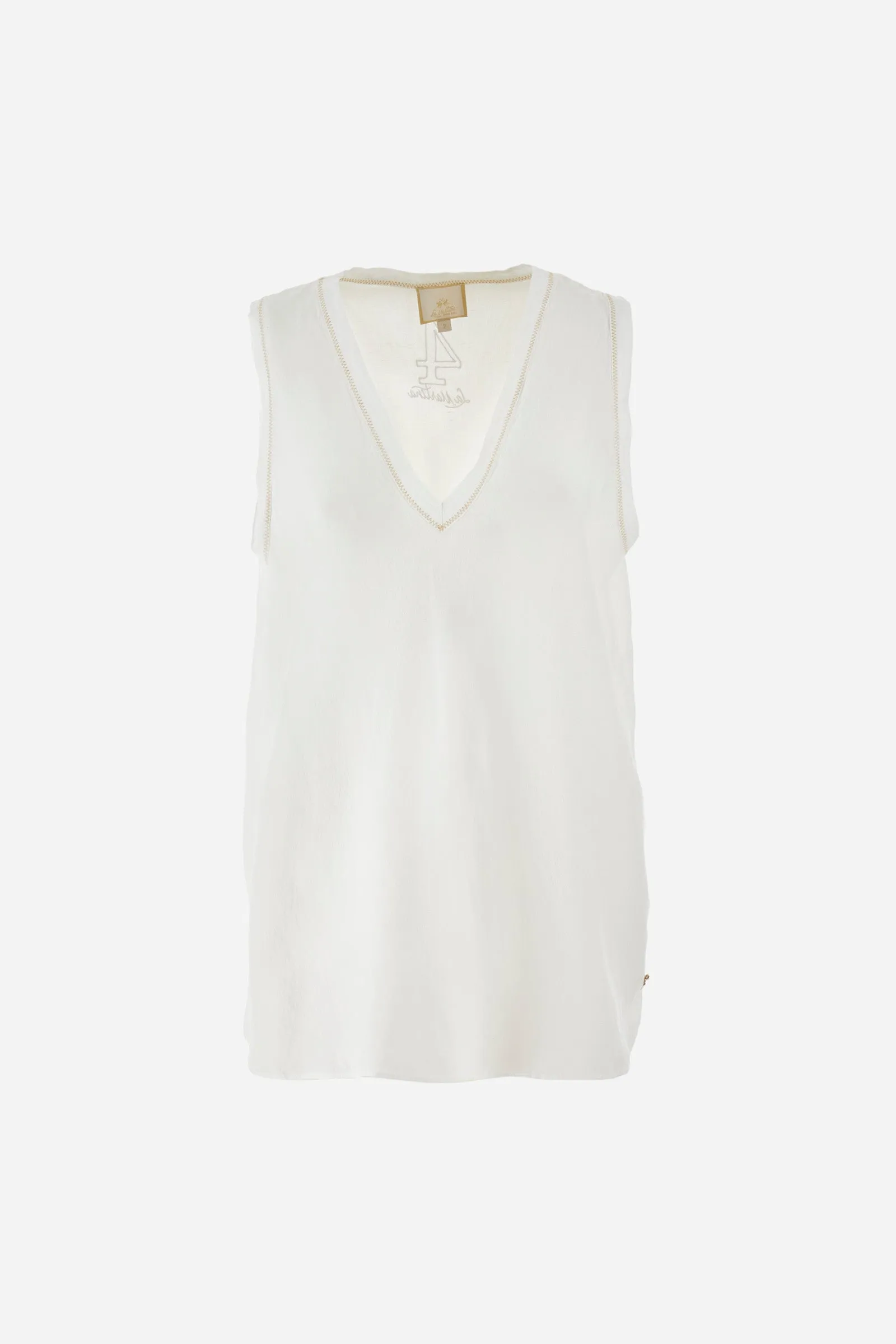 Blusa smanicata regular fit in misto lino - Yemima