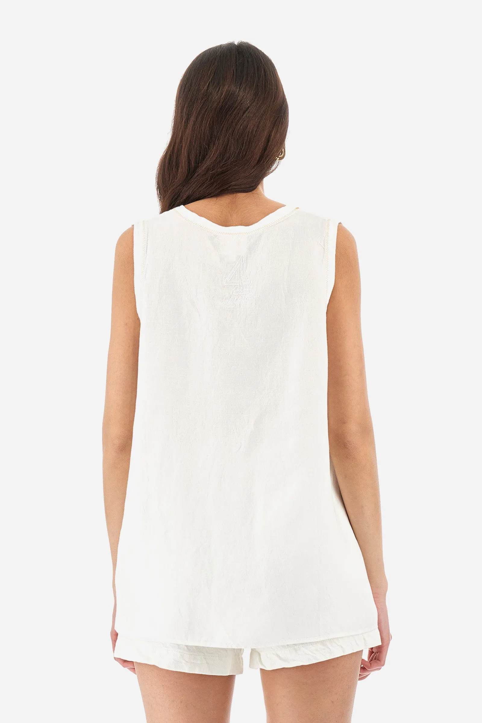 Blusa smanicata regular fit in misto lino - Yemima