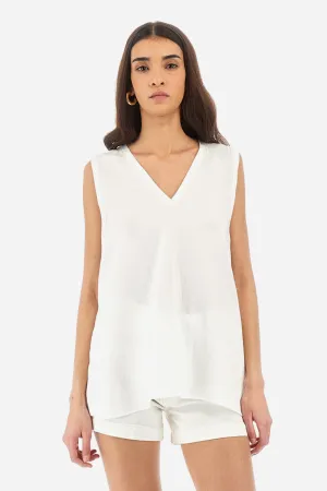 Blusa smanicata regular fit in misto lino - Yemima