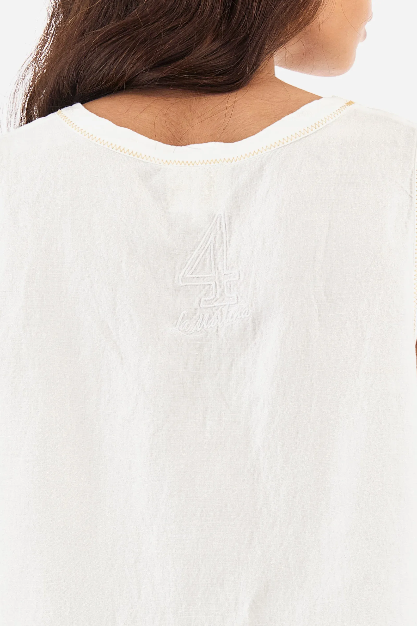 Blusa smanicata regular fit in misto lino - Yemima