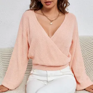 Blush Elegance Wrap Sweater 