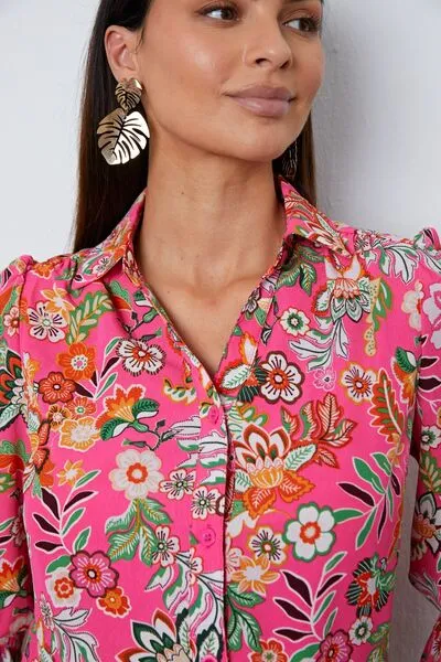 Button Up Flounce Sleeve Shirt