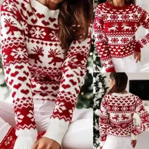 Christmas Elk Long Sleeve Knitted Sweater
