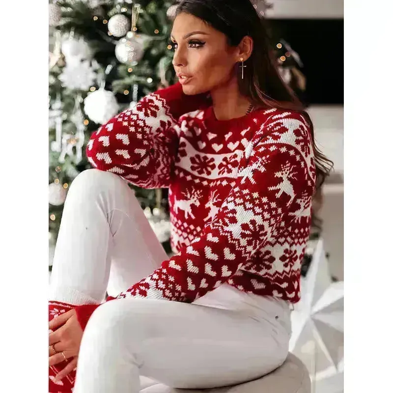 Christmas Elk Long Sleeve Knitted Sweater
