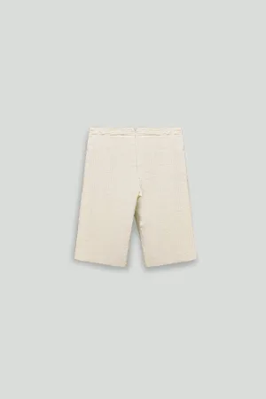 Cream Wide Wale Cotton Short