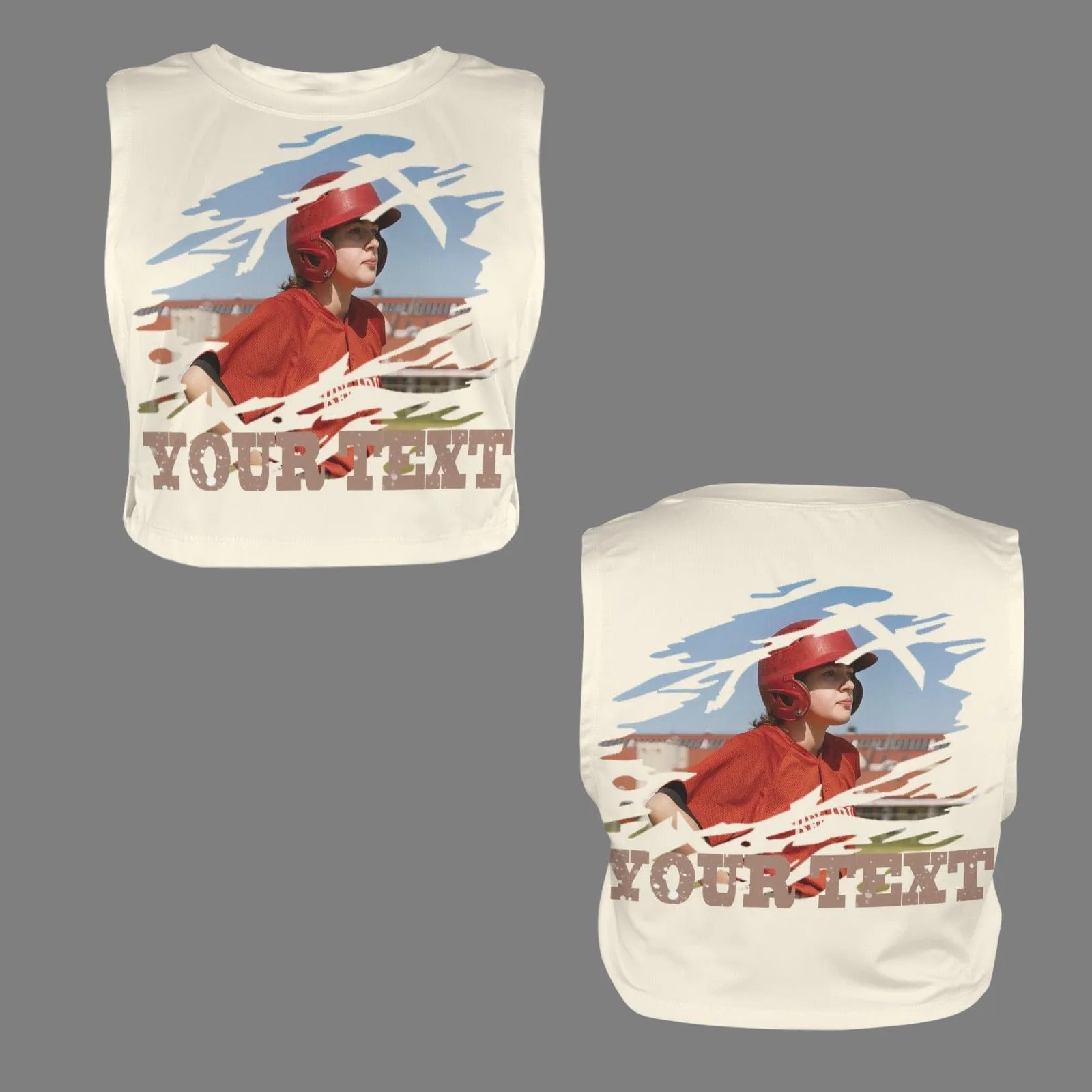 Custom Photo&Name Tank Top Personalized Women's Sleeveless Crop Sports Top