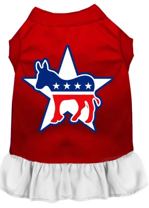 Democrat Screen Print Dress Red With White Med