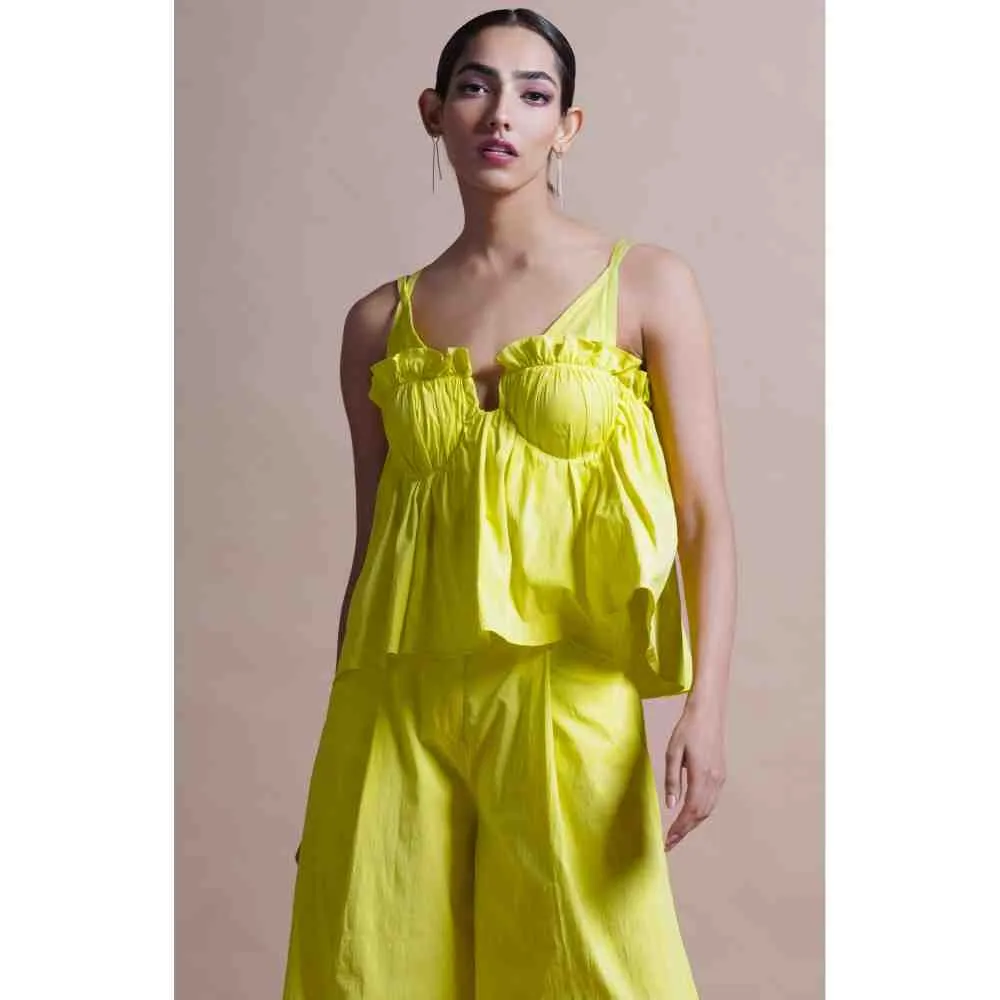 Ekastories Lime Green Granadilla Bandeau Co-Ord (Set of 2)
