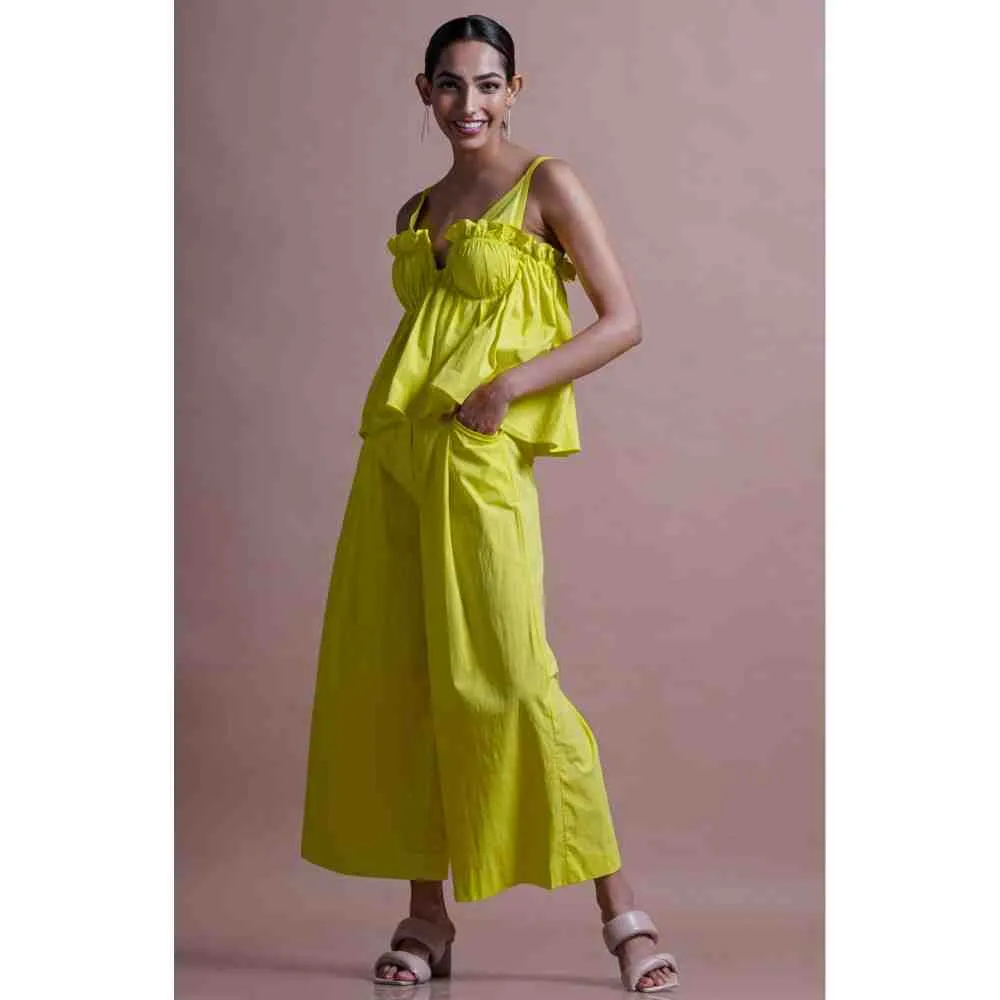 Ekastories Lime Green Granadilla Bandeau Co-Ord (Set of 2)