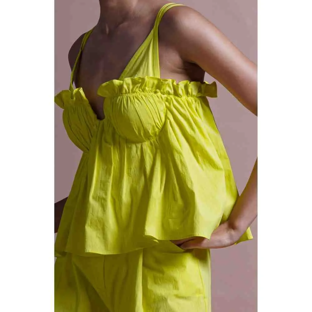 Ekastories Lime Green Granadilla Bandeau Co-Ord (Set of 2)