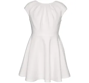 Fit And Flare Scuba Dress With Pleated Neckline