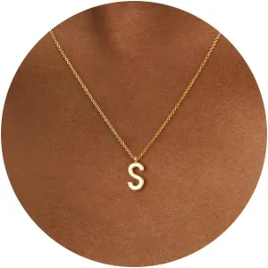 HANLI Initial Necklaces for Women - 14k Gold Plated Dainty Letter Necklace Simple Alphabet A-Z Necklace Personalized Monogram Name Necklace for Women Jewelry
