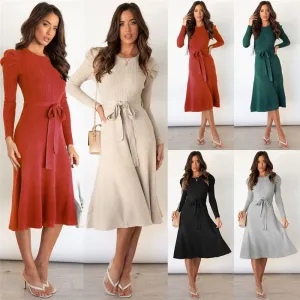 High-waisted Large-length Dress, Base Sweater Skirt