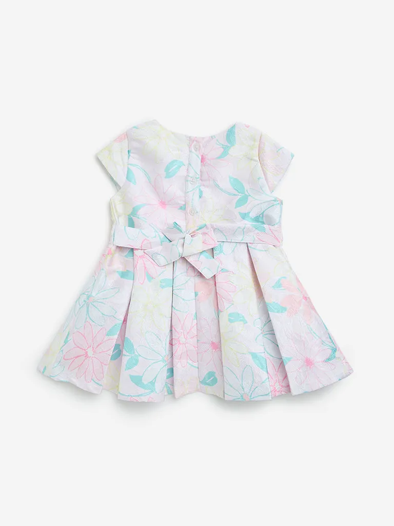 HOP Baby Multicolour Floral Design Fit-and-Flare Dress