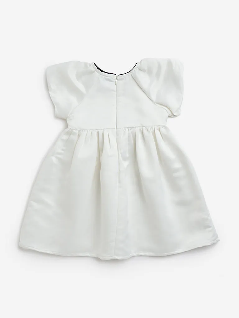 HOP Kids White Bow Design Fit-and-Flare Dress