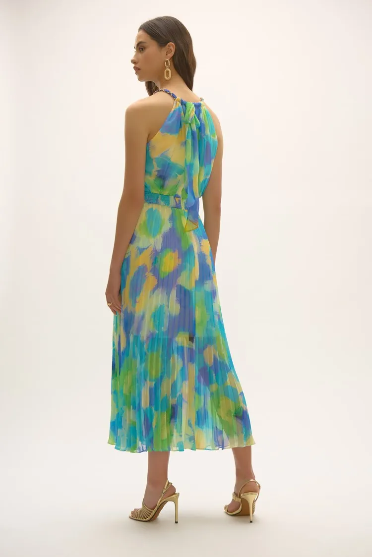 Joseph Ribkoff Multi Signature | Chiffon Abstract Print Fit and Flare Dress