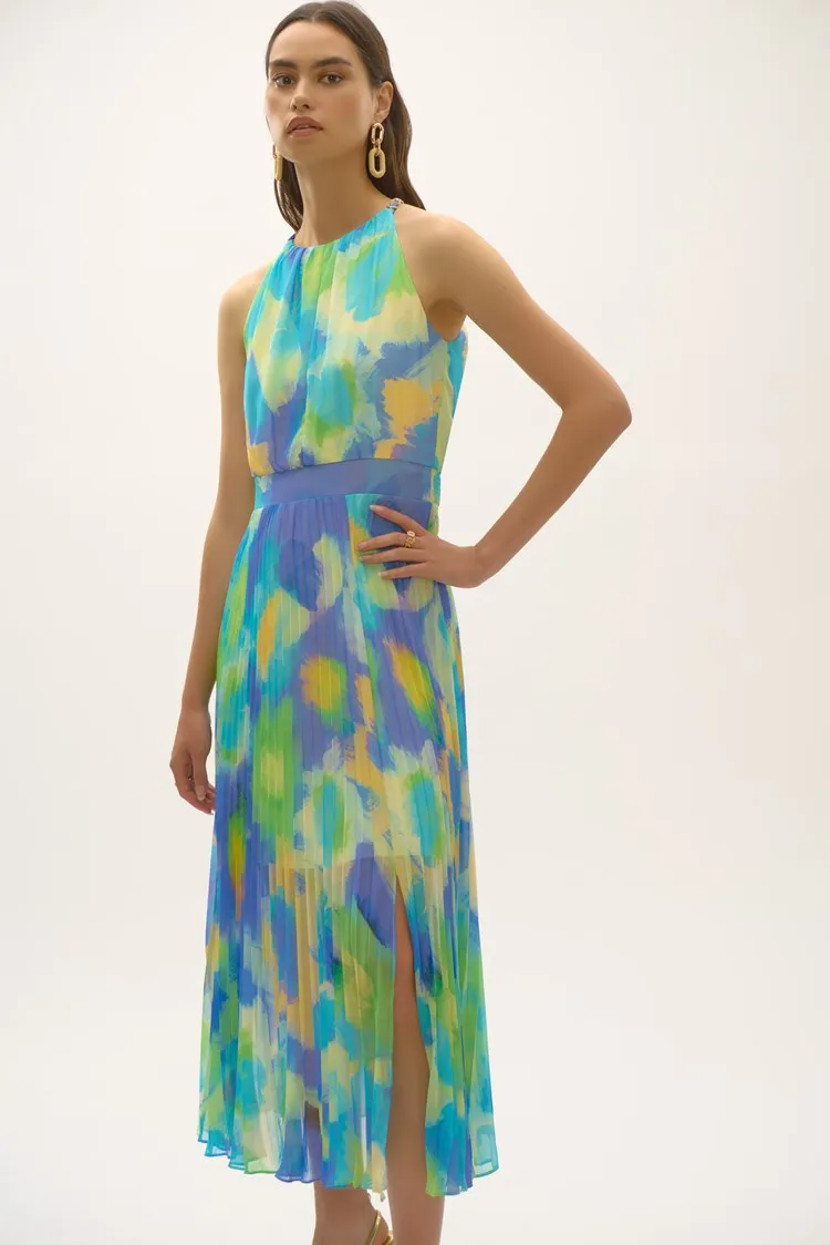 Joseph Ribkoff Multi Signature | Chiffon Abstract Print Fit and Flare Dress