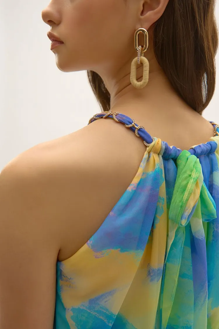 Joseph Ribkoff Multi Signature | Chiffon Abstract Print Fit and Flare Dress