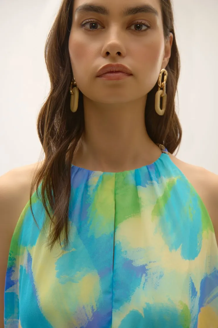 Joseph Ribkoff Multi Signature | Chiffon Abstract Print Fit and Flare Dress
