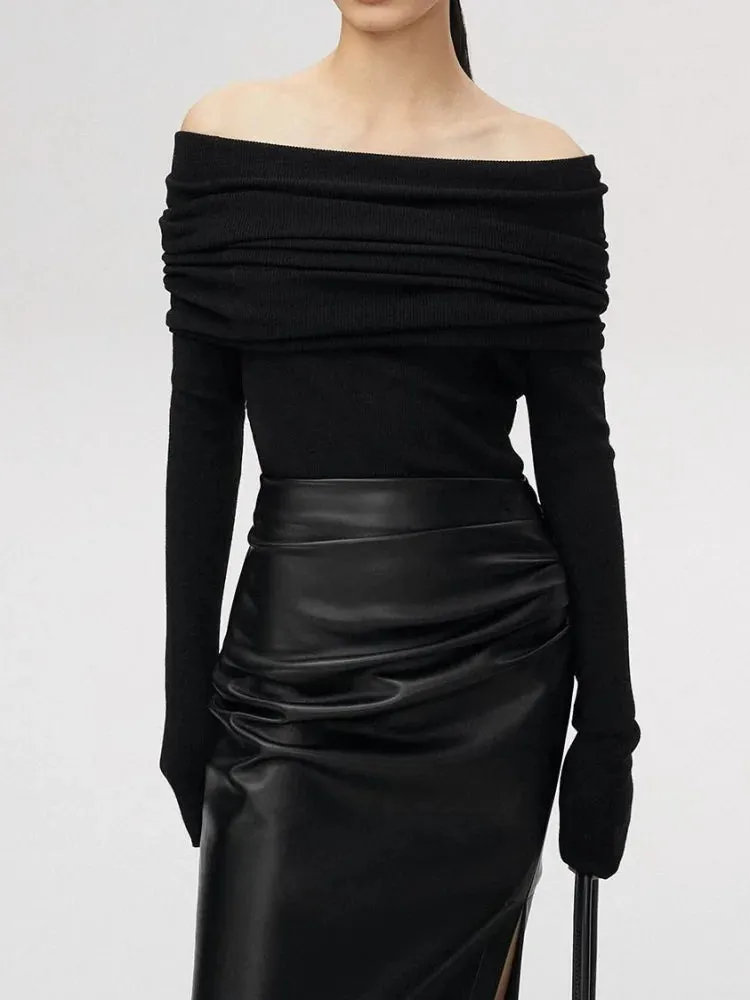 lance: Cozy & Chic Off-Shoulder Long Sleeve Sweater