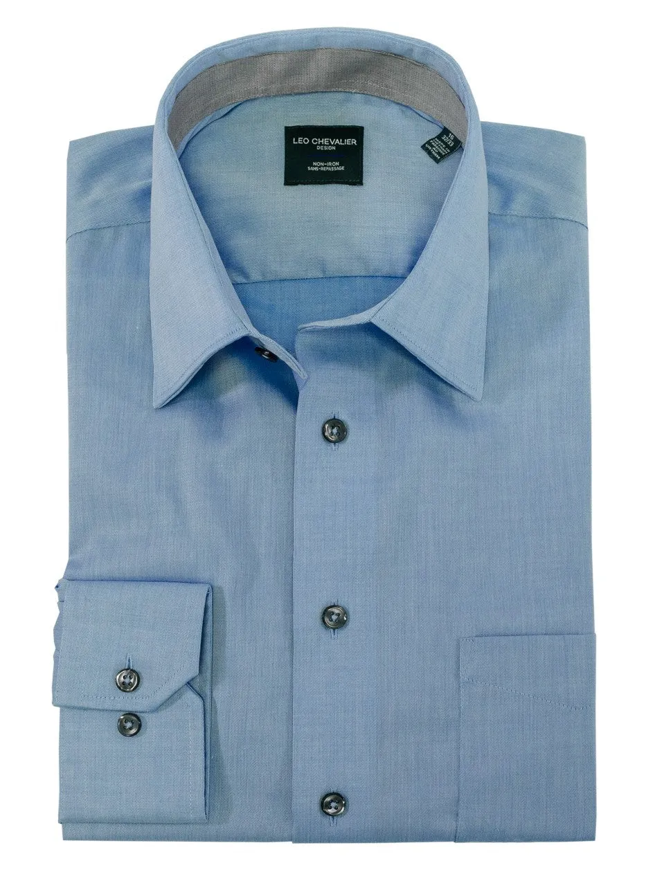 Leo Chevalier 100% Cotton Non-Iron Textured Dress Shirt
