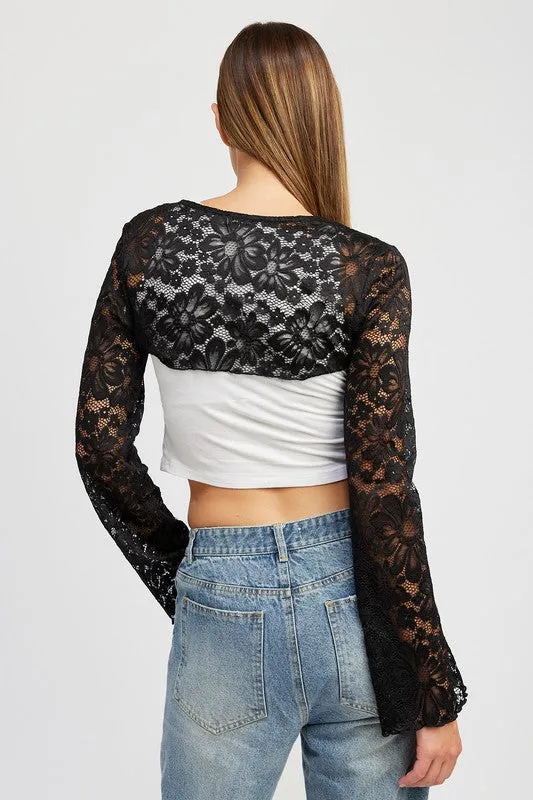 L/S Lace Bolero Top
