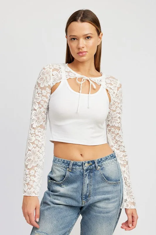 L/S Lace Bolero Top