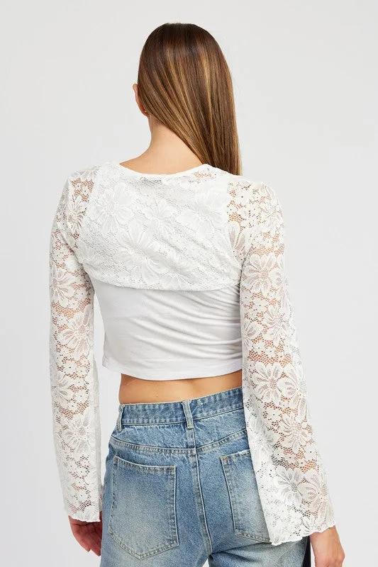 L/S Lace Bolero Top