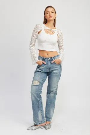 L/S Lace Bolero Top