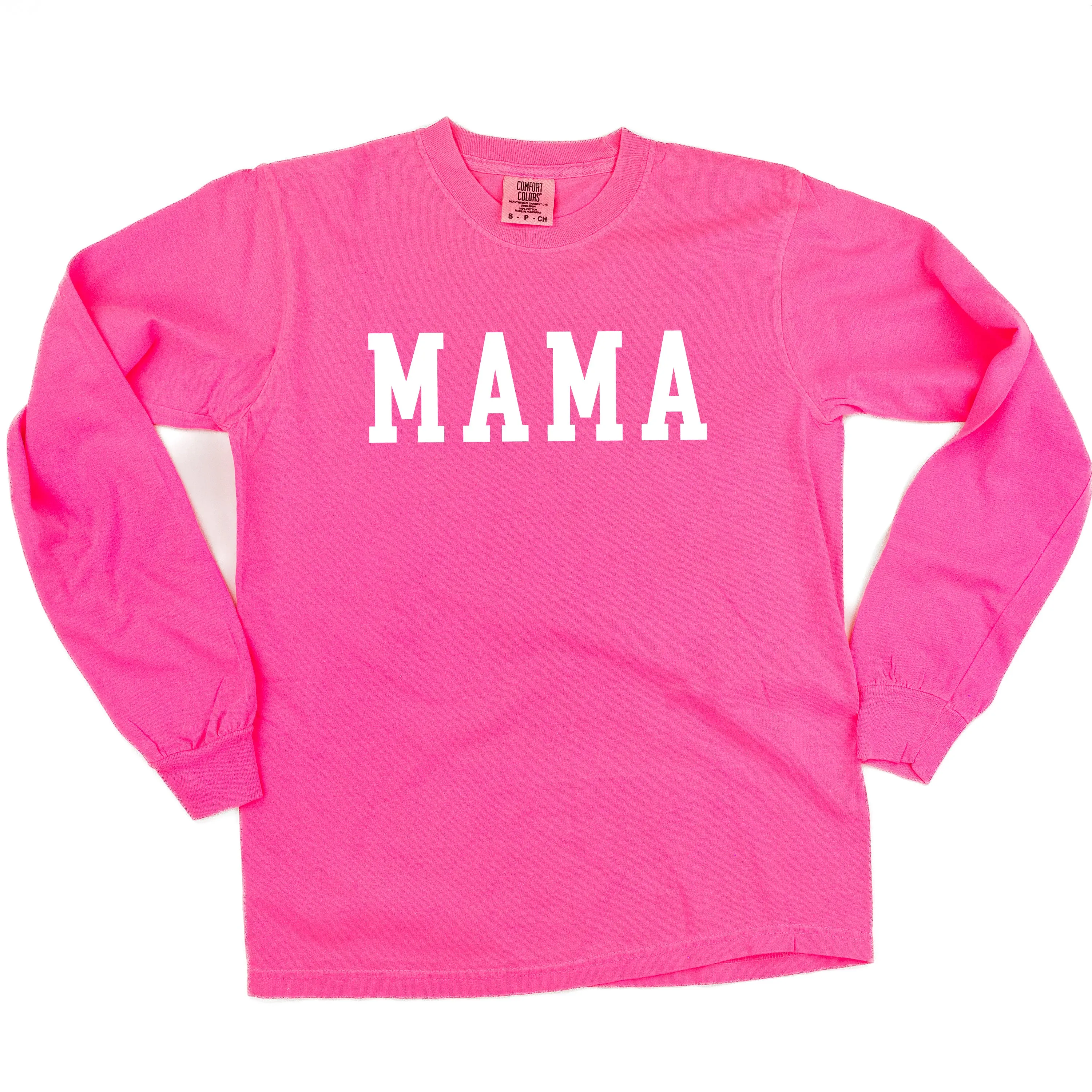 Mama - Varsity - LONG SLEEVE Comfort Colors Tee