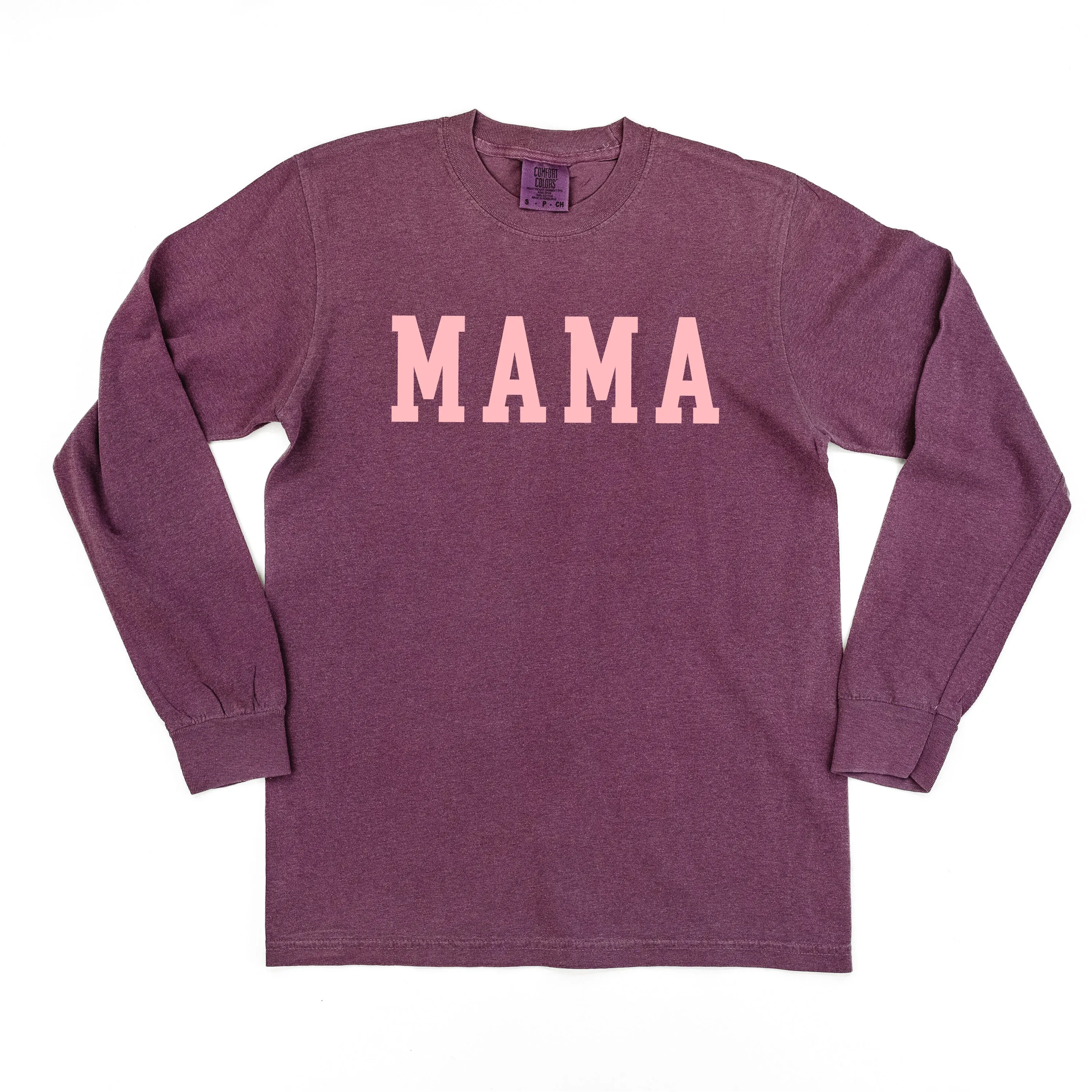 Mama - Varsity - LONG SLEEVE Comfort Colors Tee