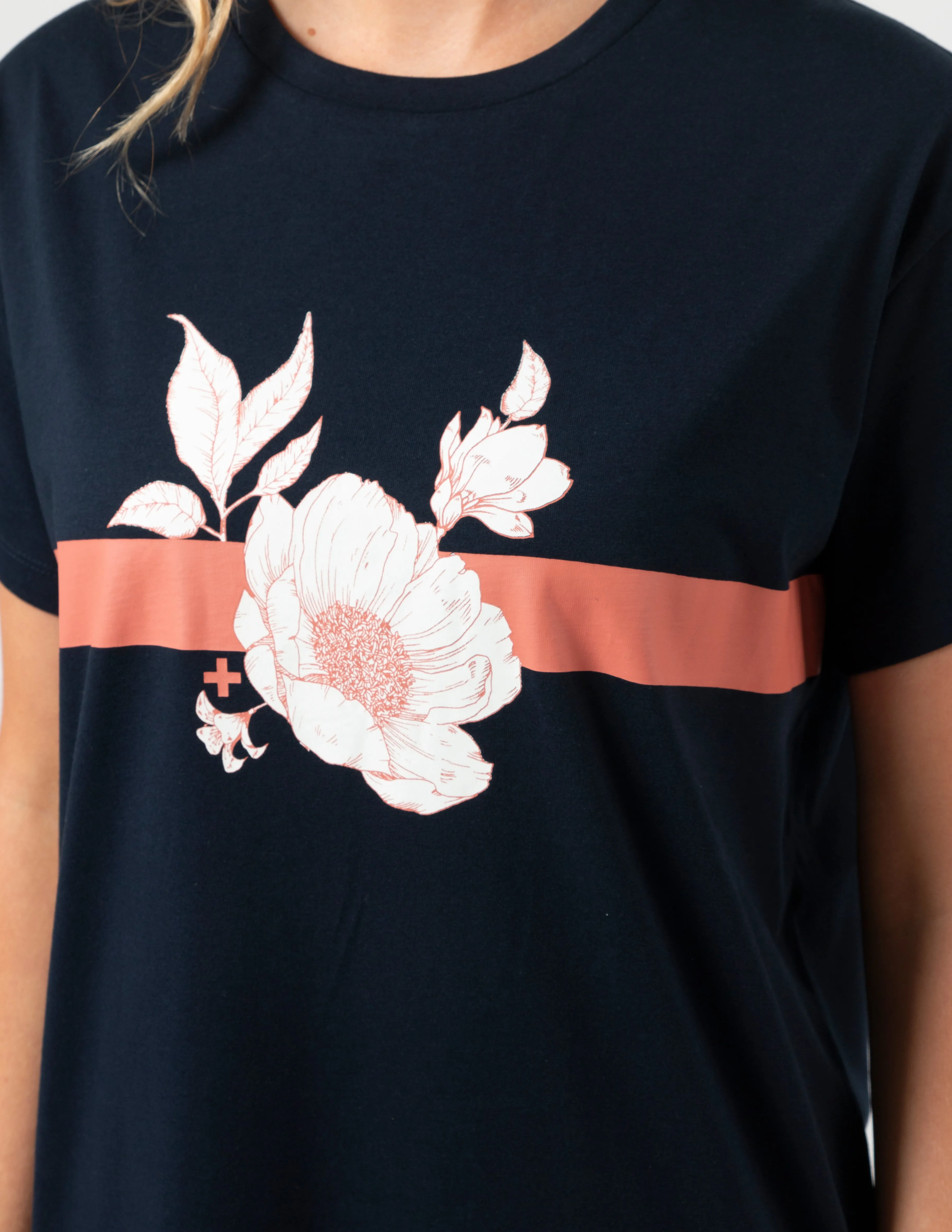 Maxie T-Shirt Dress - Navy Rose Floral