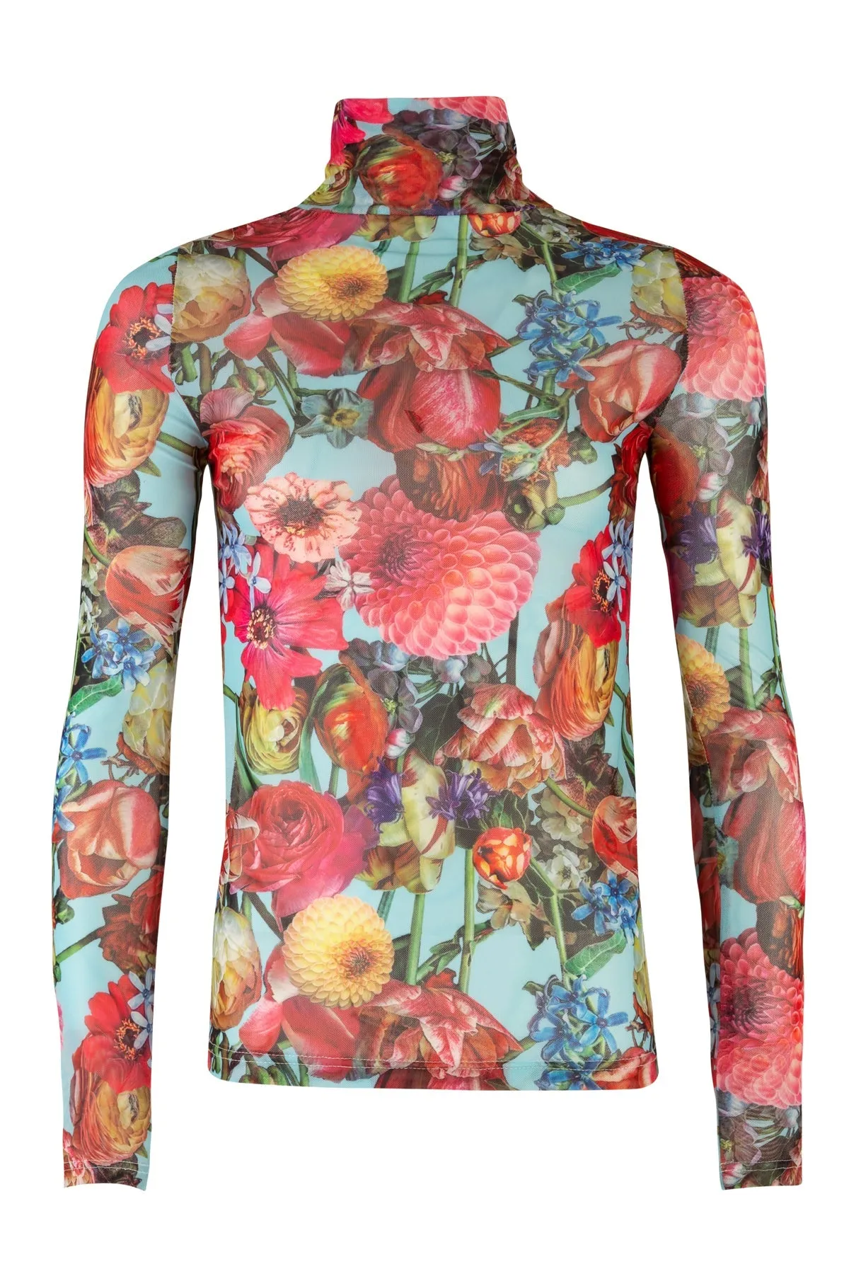 Neck of the Woods Mesh Top | Aqua Floral