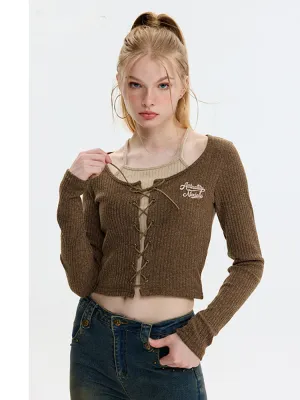 Nvuvu Knit Fake Two Pieces Bandage Tank Top