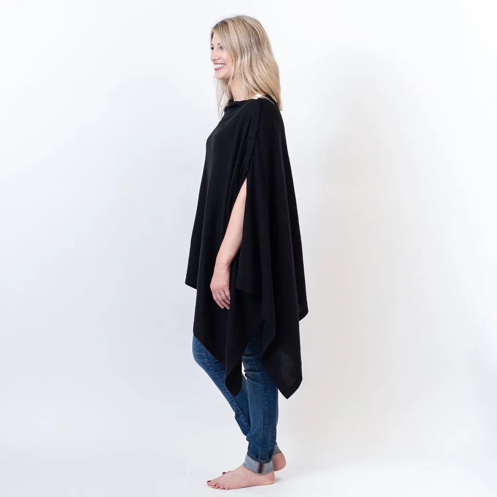 Organic Cotton Poncho in Black