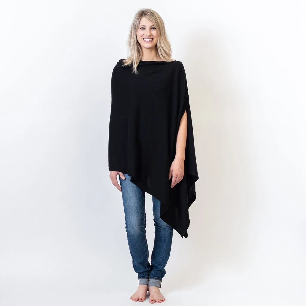Organic Cotton Poncho in Black