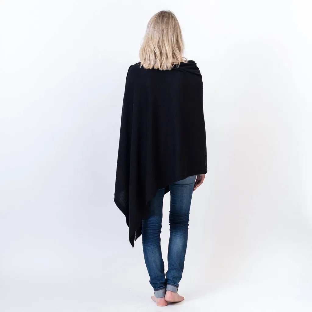 Organic Cotton Poncho in Black