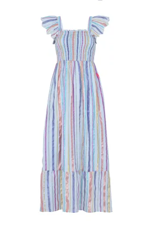 Pale Blue with Rainbow Lurex Maxi Sundress