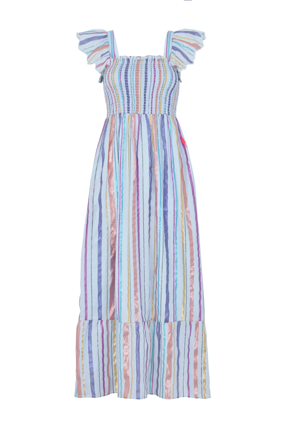 Pale Blue with Rainbow Lurex Maxi Sundress