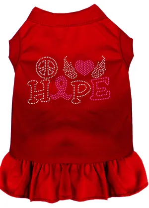 Peace Love Hope Breast Cancer Rhinestone Pet Dress Red Xxl