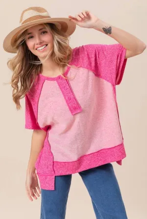 Pink Reverse French Terry Top