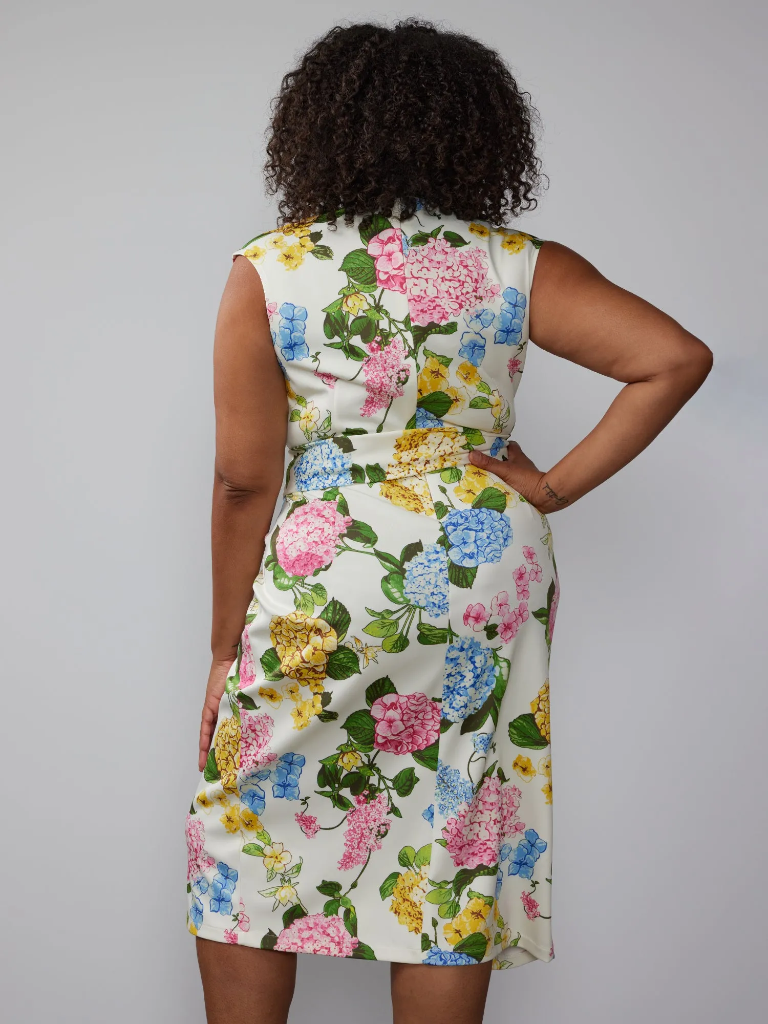 Plus Wrap Front Scuba Sheath Dress