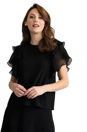 Ruffle Sleeve Top in Black