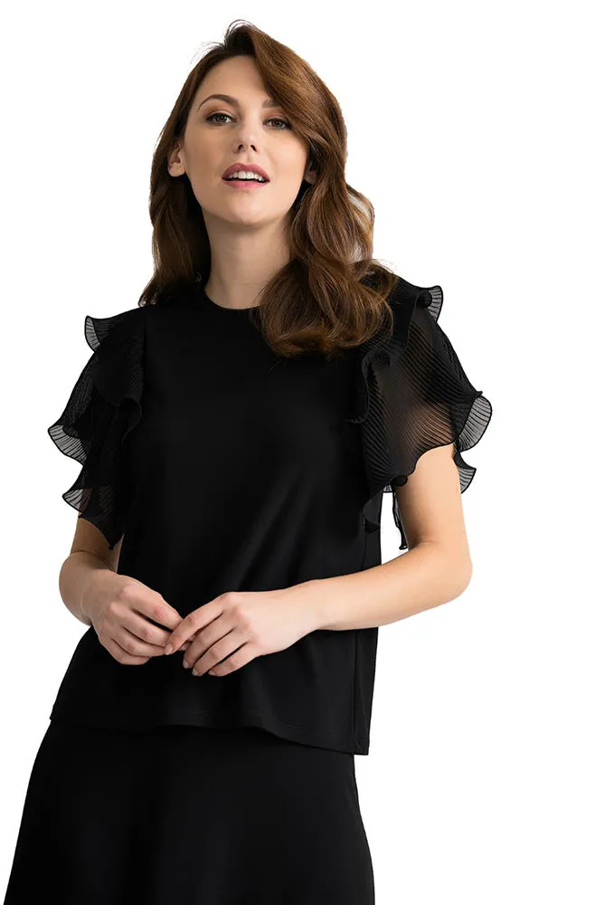 Ruffle Sleeve Top in Black