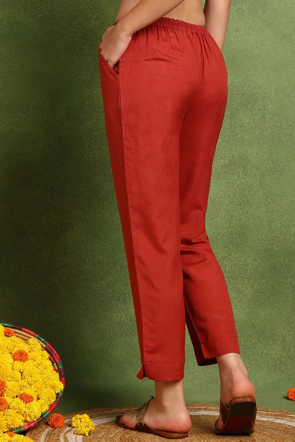 Rust Cotton Silk Farsi Pants ONLY