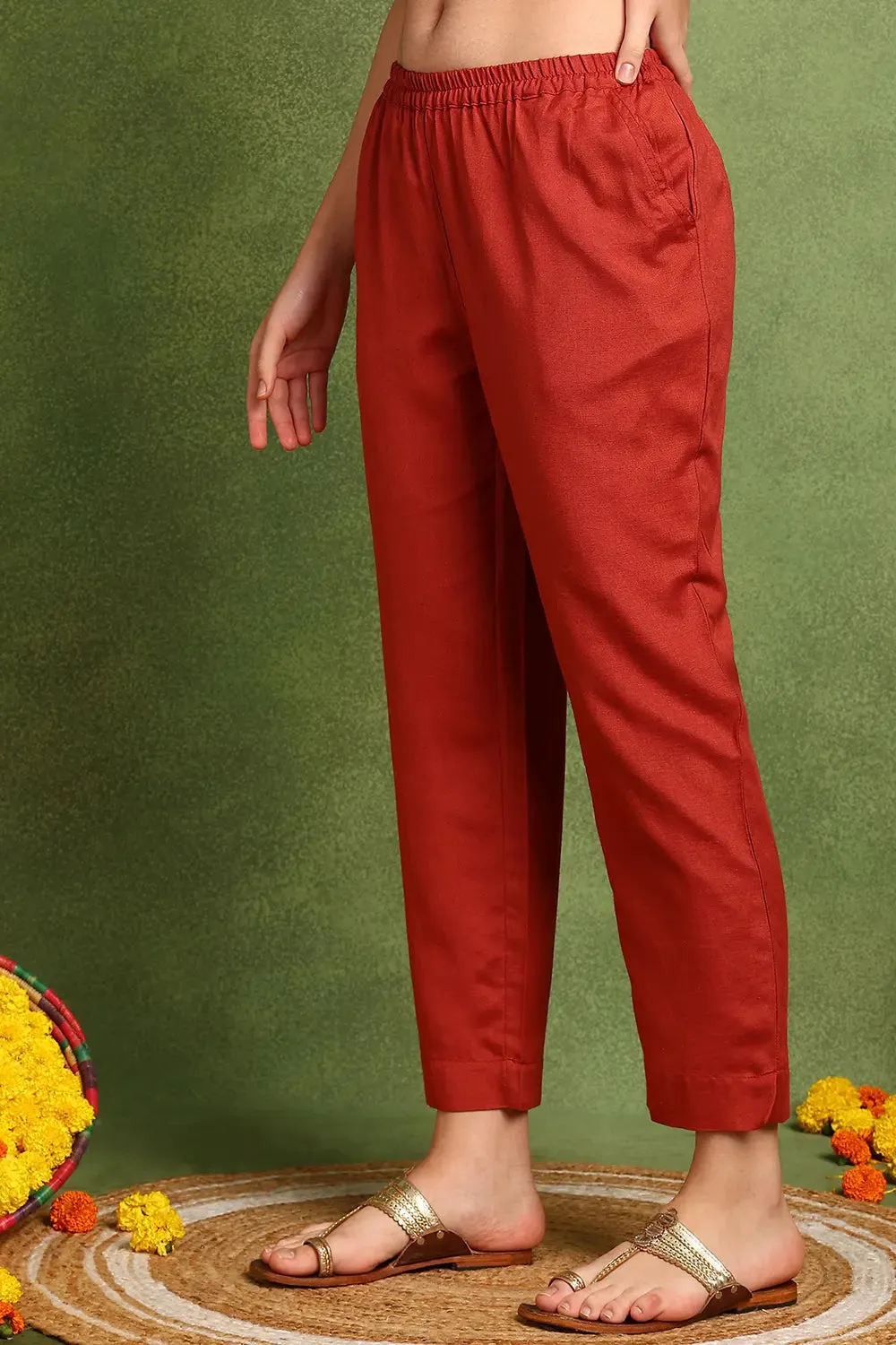 Rust Cotton Silk Farsi Pants ONLY